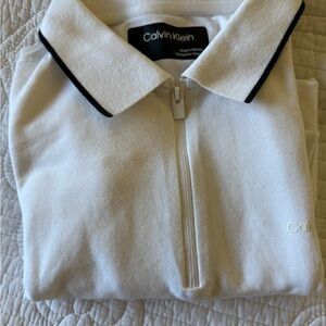 Calvin Klein Men's Zip Up Sweater - White
